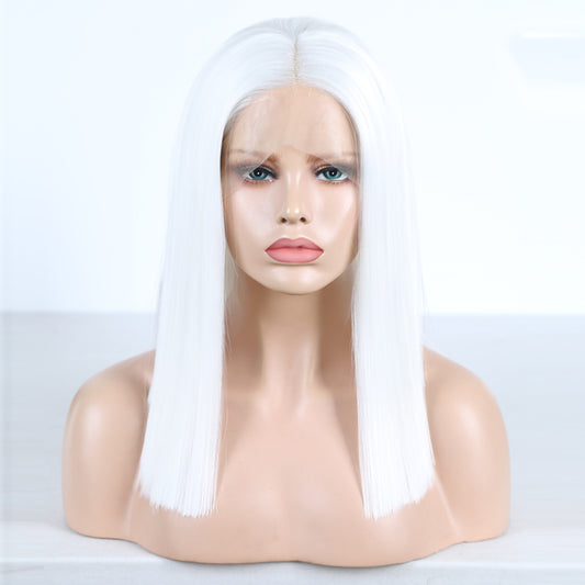 White Short Bob Lace Part Wig
