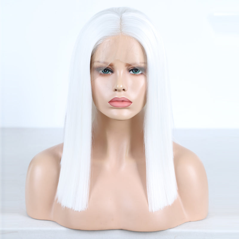 White Short Bob Lace Part Wig