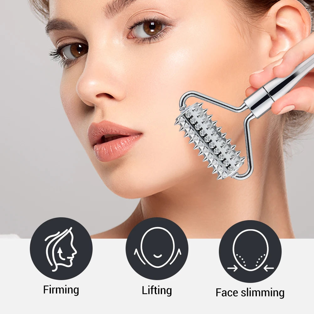 Stainless Steel Face Roller - Cooling Massage Tool for Facial Sculpting