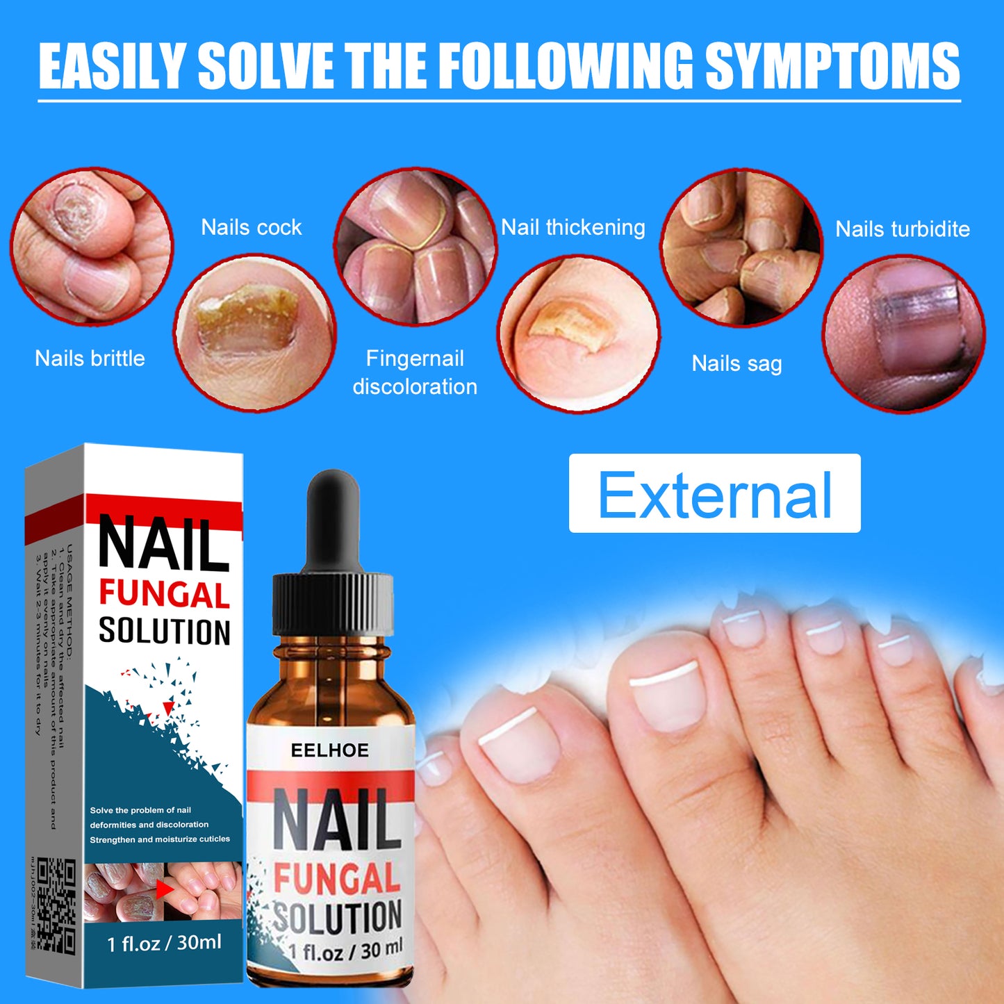 EELHOE Nail Repair Solution, Hand And Foot Gray Nail Care Repair Gray Nail Solution Thickening Soft Nails