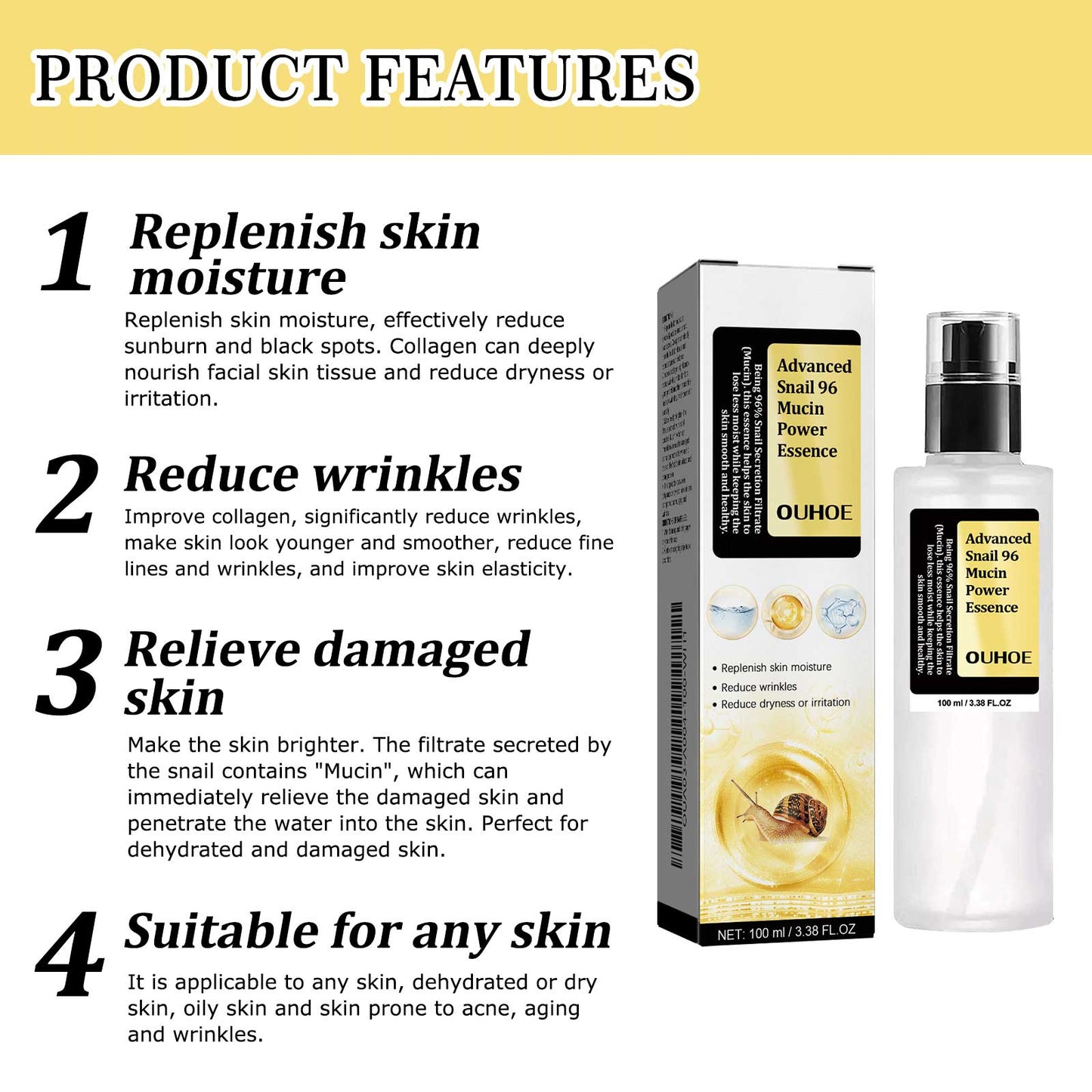 Snail 96 Collagen Power Essence - Barrier Repair & Dark Spot Treatment