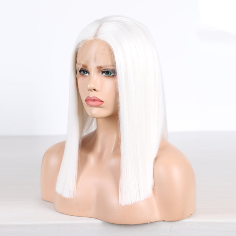 White Short Bob Lace Part Wig