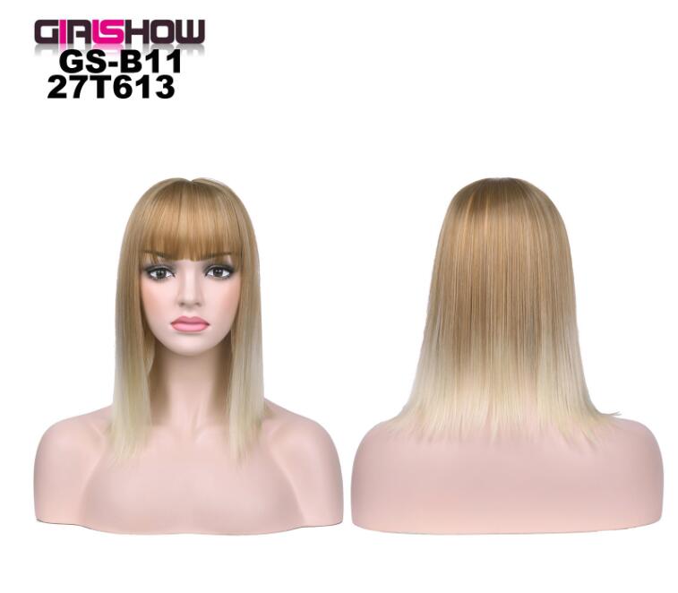 women Bob Wig With Bangs Short Straight Wigs party Synthetic Hair Heat Resistant Fiber fake hair Halloween Perucas