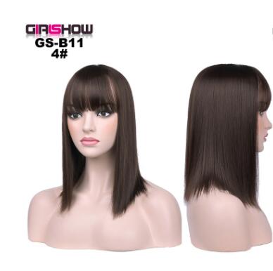 women Bob Wig With Bangs Short Straight Wigs party Synthetic Hair Heat Resistant Fiber fake hair Halloween Perucas