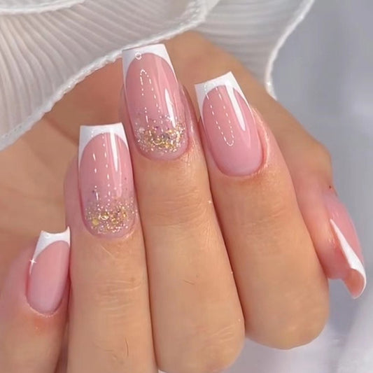French Glitter Press-On Nails
