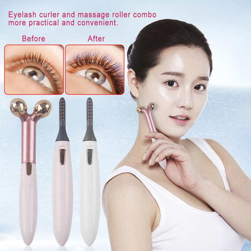 2-in-1 Heated Eyelash Curler & Face Roller