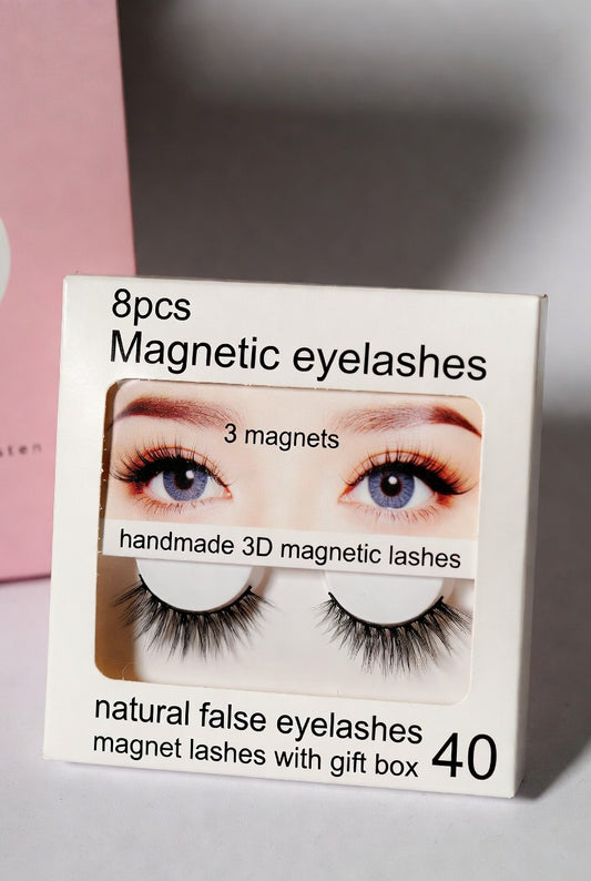 8pcs Magnetic eyelashes with 3 magnets handmade 3D magnetic lashes natural false eyelashes magnet lashes with gift box 40
