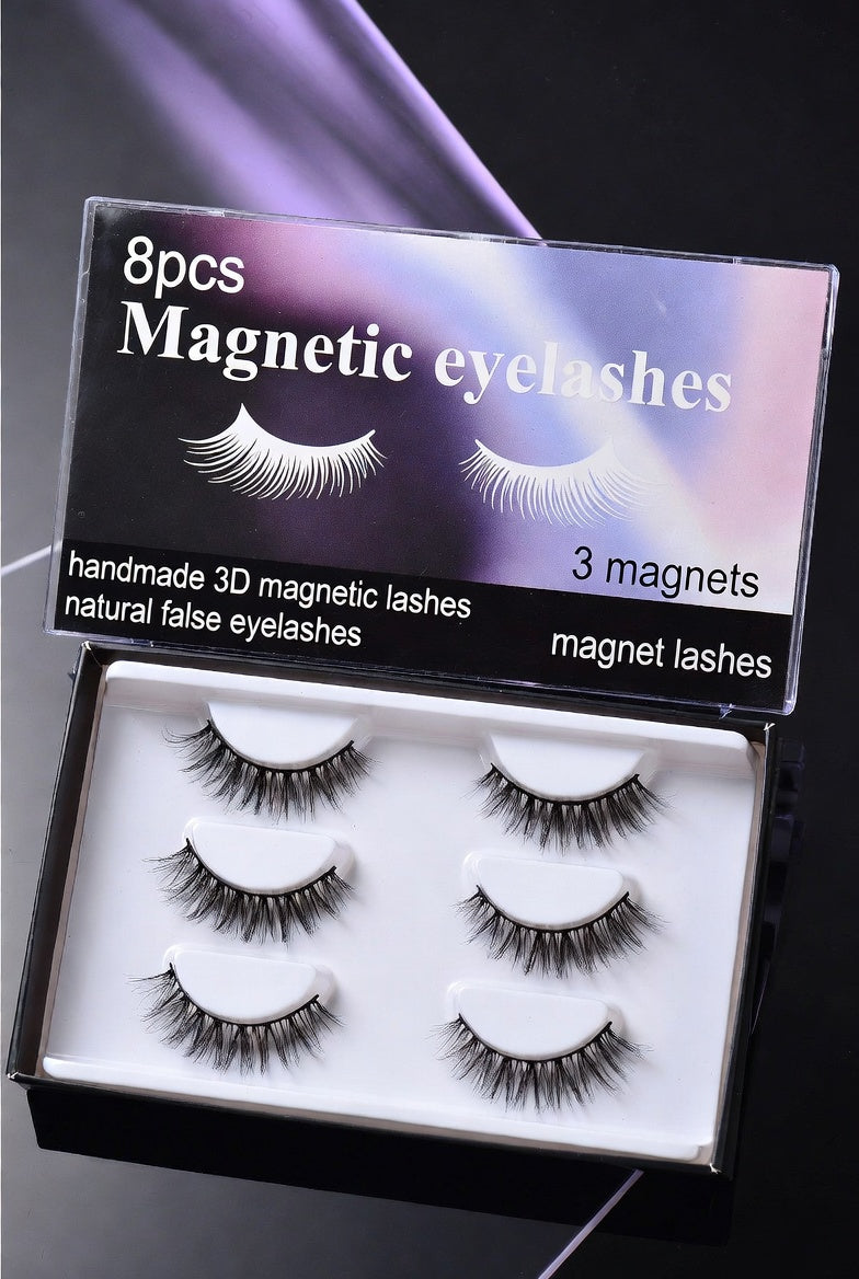 8pcs Magnetic eyelashes with 3 magnets handmade 3D magnetic lashes natural false eyelashes magnet lashes with gift box 40