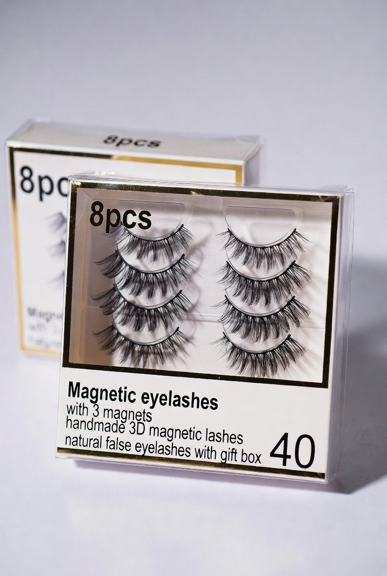 8pcs Magnetic eyelashes with 3 magnets handmade 3D magnetic lashes natural false eyelashes magnet lashes with gift box 40