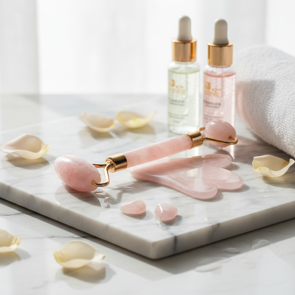 Rose Quartz Facial Roller - Anti-Aging Massage Tool
